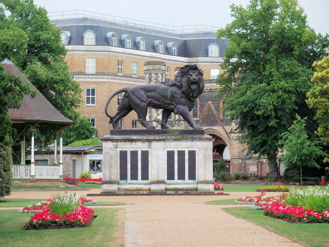 The Maiwand Lion in Forbury Gardens, Reading, where the free food festival is held on Sunday 11 October